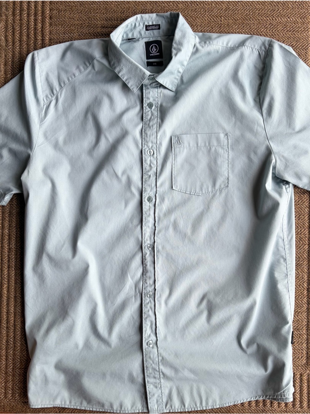 Volcom Men's Short Sleeve Button-Down Shirt — Pale Blue